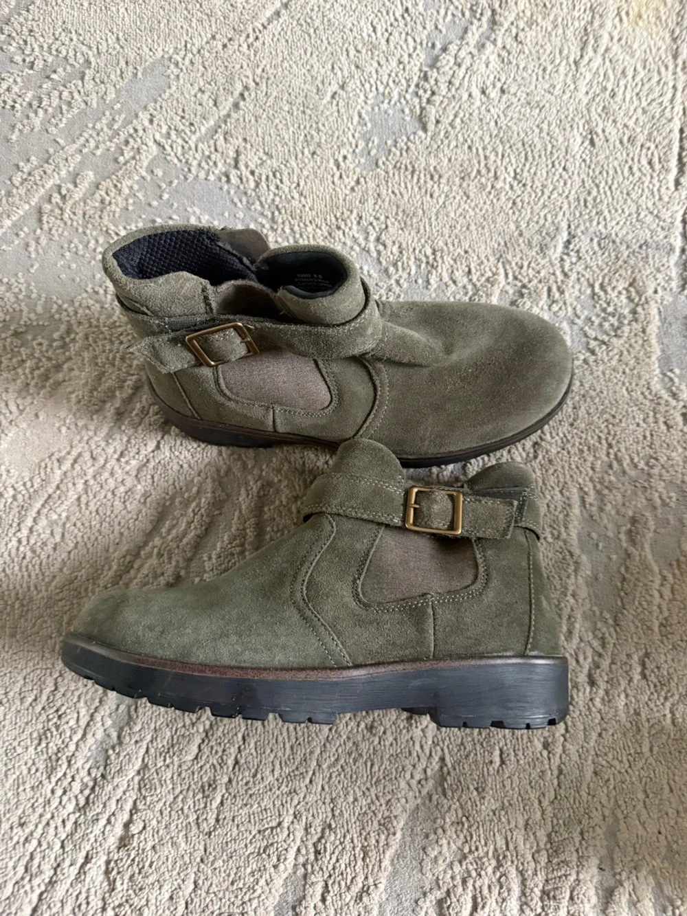 Orthofeet Scarlett boots comfort olive green suede buckle side zip 8 wide